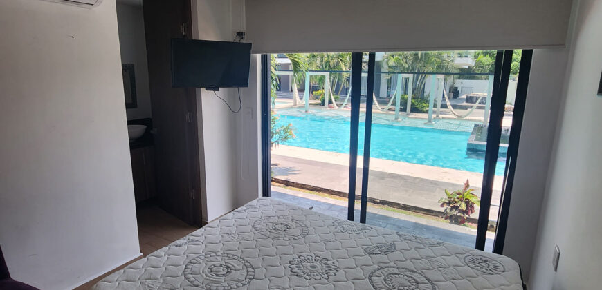 Lujoso Departamento En Planta Baja Con Amplia Terraza  Residencial Maroma